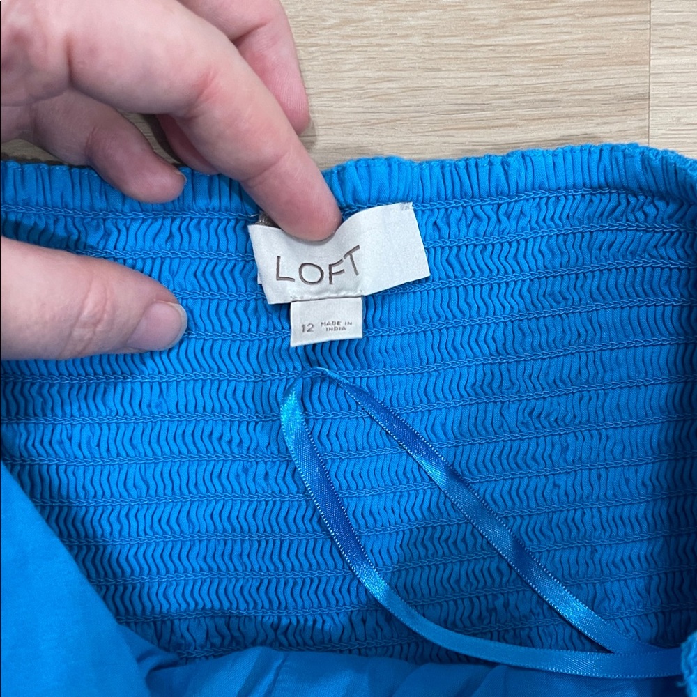 LOFT Strapless Dress in Bright Blue - Picture 2 of 6